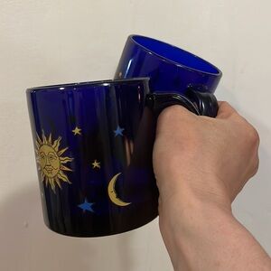 Celestial Libby Moon & Stars Blue Glass Mug